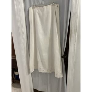 Ecologie Cream Linen Embroidered Buttoned Lined Maxi Skirt Sz 10